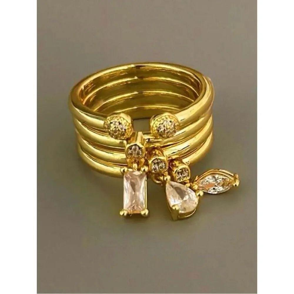 Retro Gold Stacking Rings A2032 - Picture 2 of 5